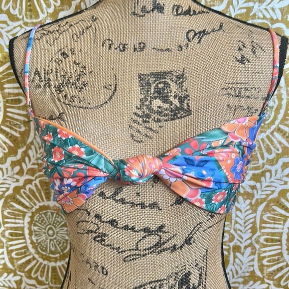 Agua Bendita Colorful Tile Print Lucille Top & Audrey Bikini Bottom Set size S - Picture 3 of 15